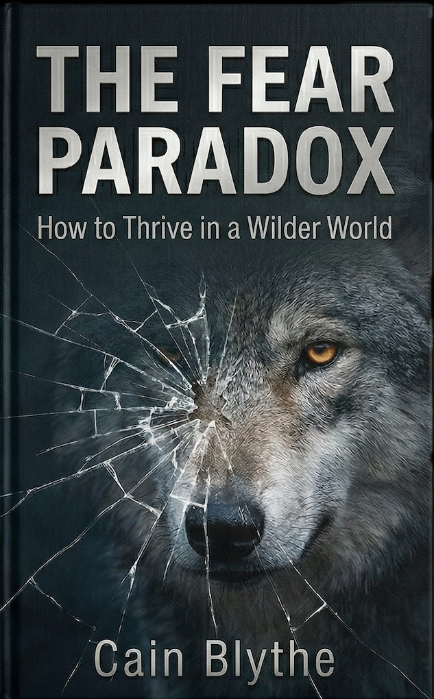 The Fear Paradox book cover — a wolf breaking through shattered glass